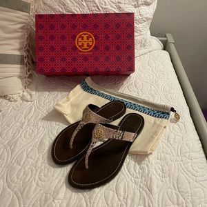 NWT!! Tory Burch Cameron Python thong sandals, size 8, never worn!